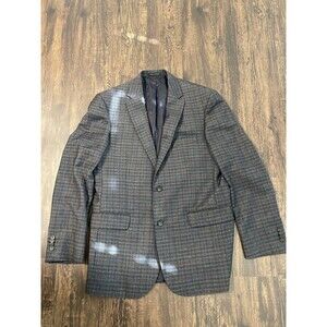 JOS A BANK RESERVE ETHOMAS WOOL/CASHEMIRE Plaid SPORT COAT sz 42L Blue/Brown